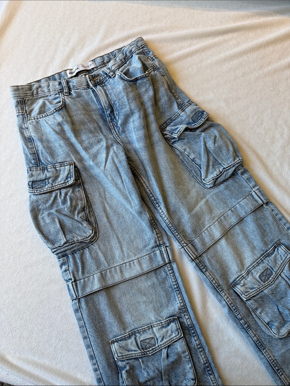 Bershka Light Blue Cargo Jeans